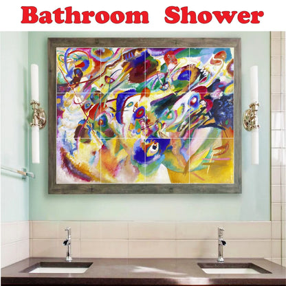 Ceramic Tile Mural-Paul Cezanne Flowers Tile Mural Commercial Renovate. 60" w x 72" h using (30) 12 x 12 ceramic tiles