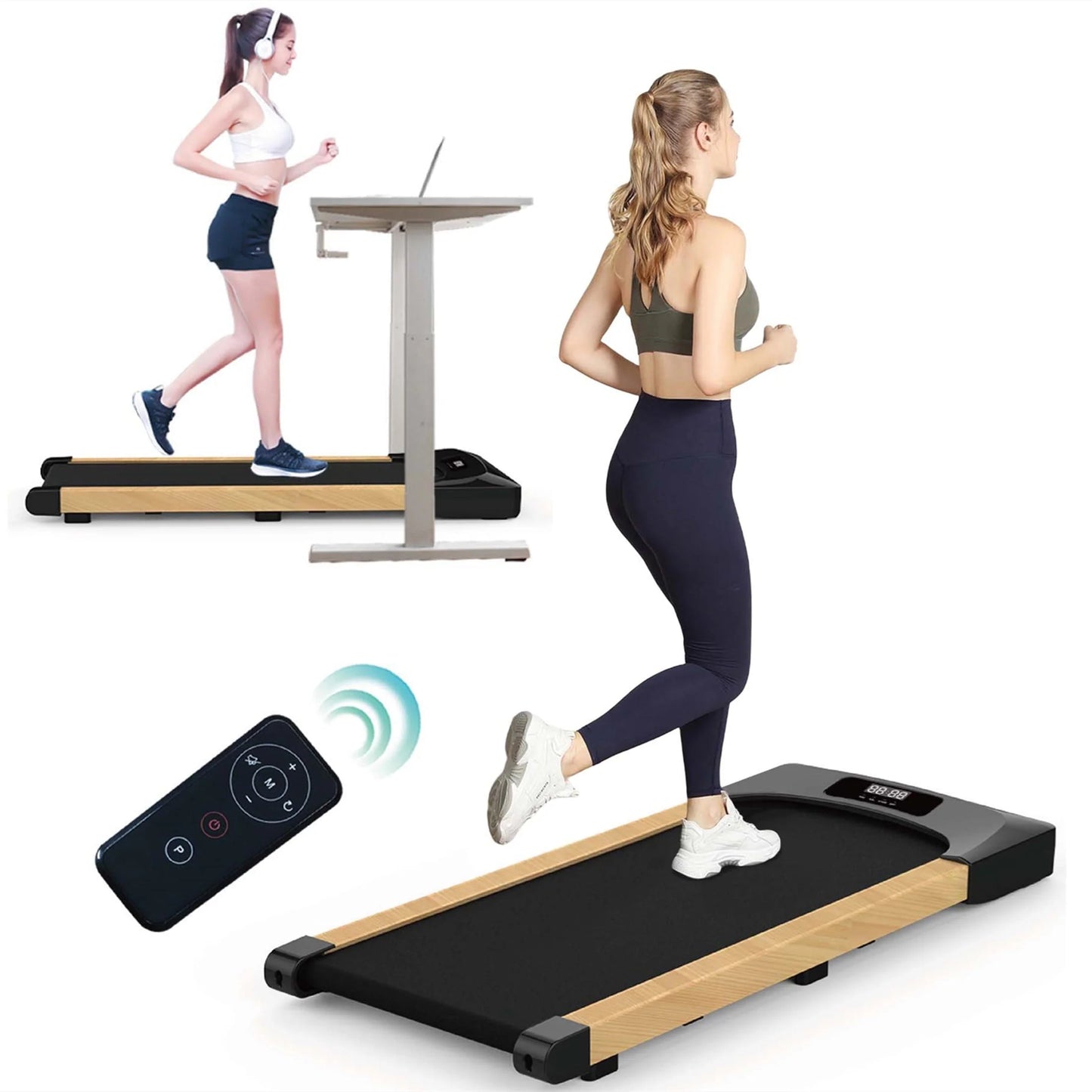 Aukfa Under Desk Treadmill, Slim Walking Pad for Home Office Workout, 245 lb Capacity, 4 mph Speed