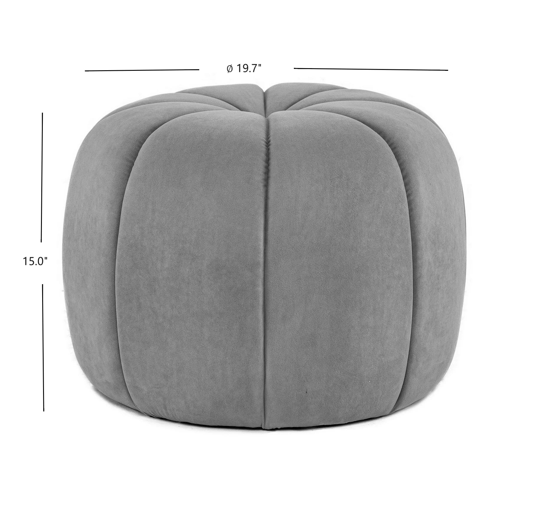 White Boucle with Stripes Pouf Vintage Style Living Room