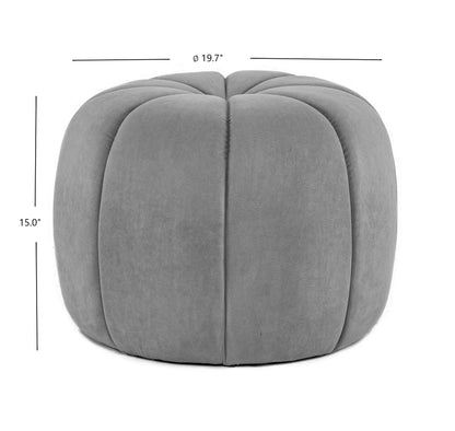 White Boucle with Stripes Pouf Vintage Style Living Room