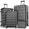 11Pcs Luggage Sets, ABS Hardshell Suitcase w/Dual 360° Spinner Wheels & TSA Lock, Lightweight Durable Hardside Carry on Luggage for Travel, Deep Black