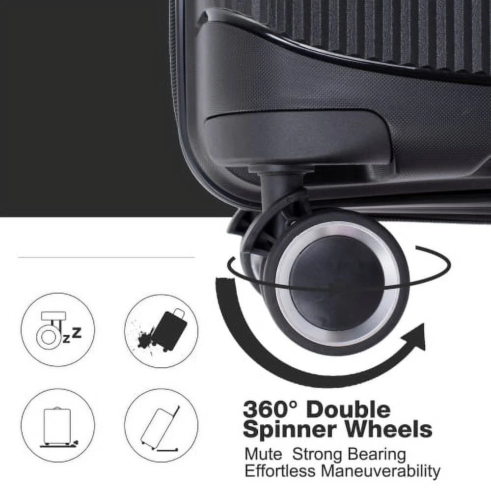 3 Piece Luggage Set Expandable Suitcases Set with Spinner Wheels & TSA Locks, Black