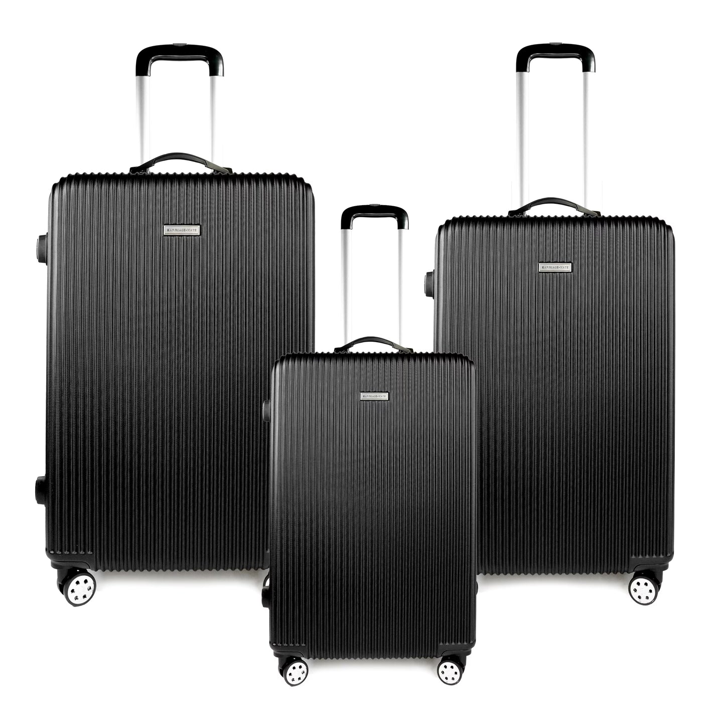 K-Cliffs 3pcs Luggage Set Lightweight Expandable Hard sided ABS Spinner Travel Suitcase Black