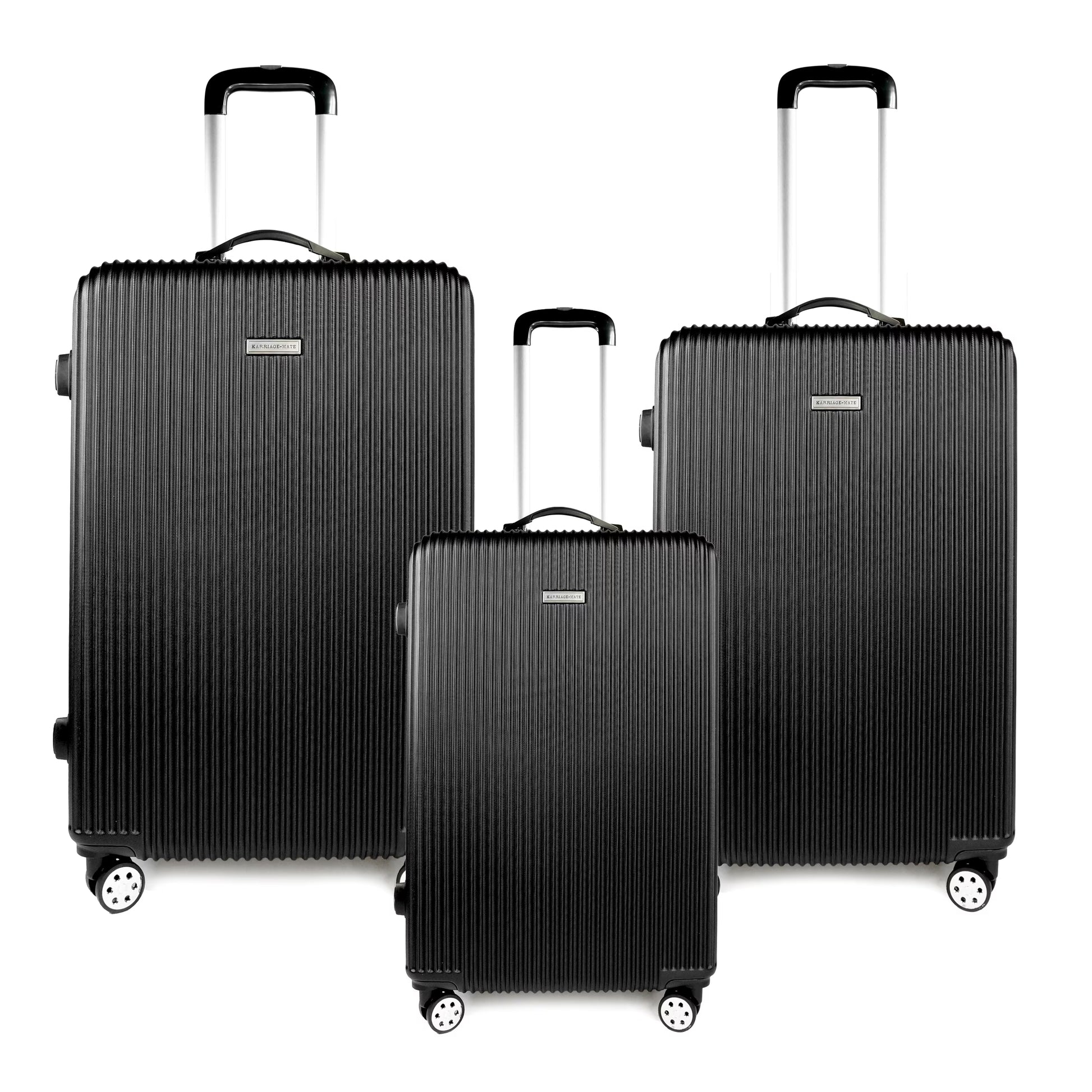 K-Cliffs 3pcs Luggage Set Lightweight Expandable Hard sided ABS Spinner Travel Suitcase Black