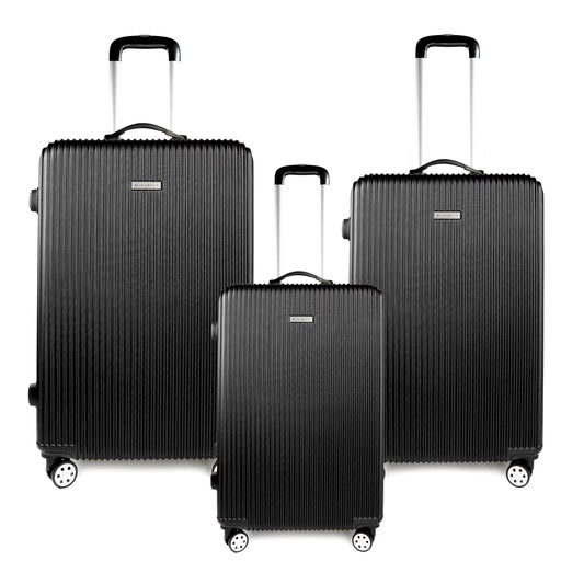 K-Cliffs 3pcs Luggage Set Lightweight Expandable Hard sided ABS Spinner Travel Suitcase Black