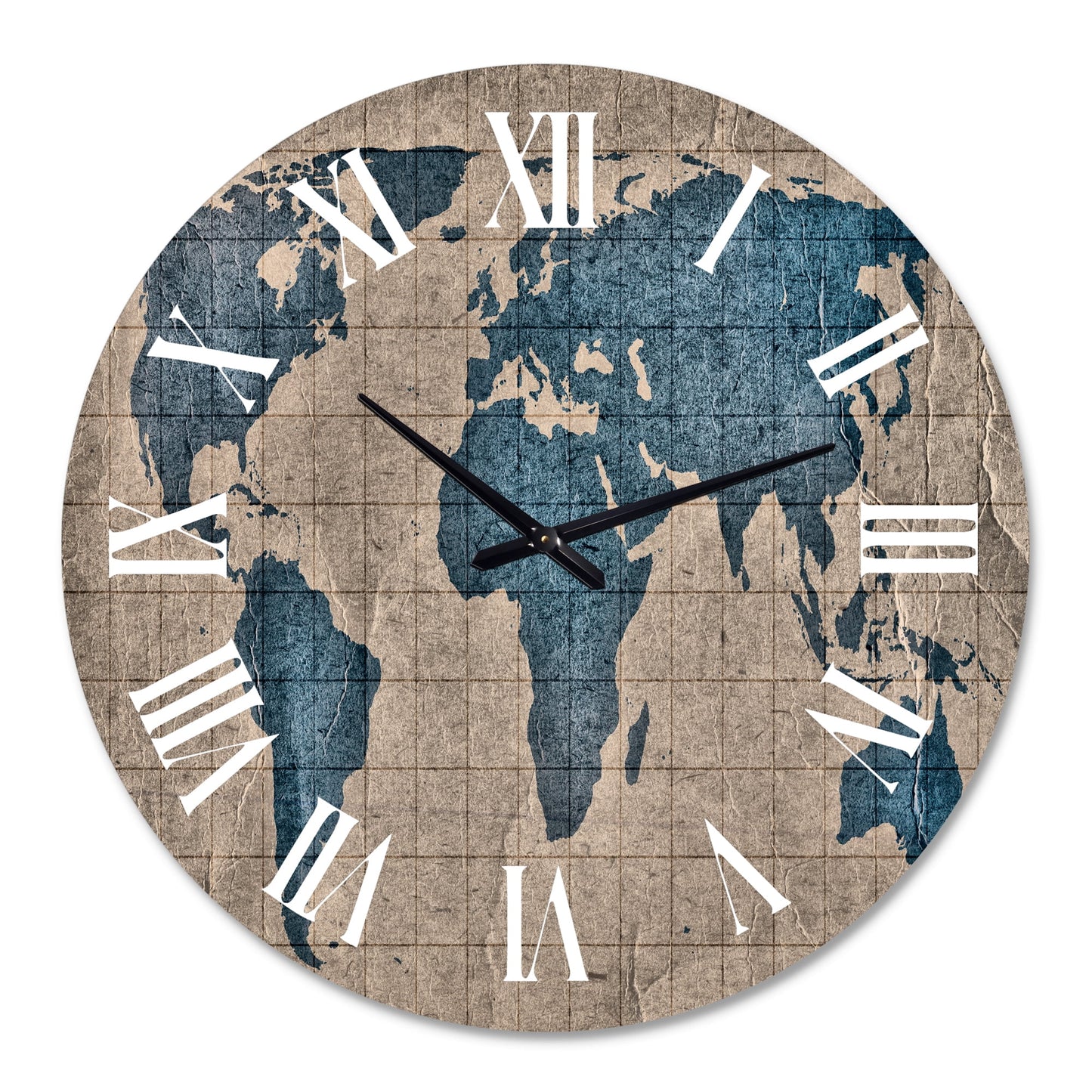 Designart 'Ancient Map Of The World I' Rustic Wall Clock