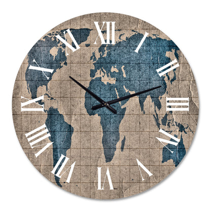 Designart 'Ancient Map Of The World I' Rustic Wall Clock