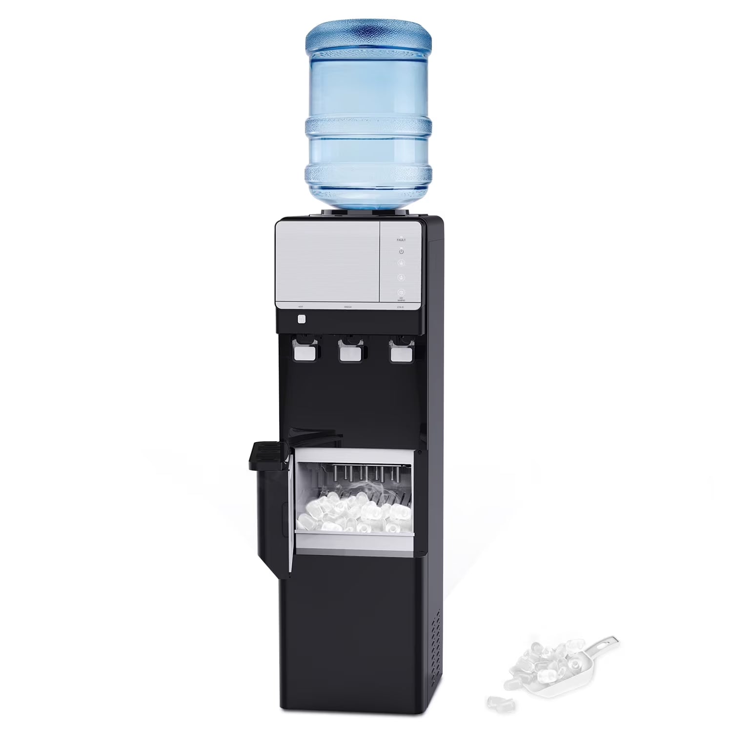 SOOPYK Hot and Cold Water Cooler Dispenser with Ice Maker for 5 Gallon Bottle 27 lbs in 24 hrs Perfect for Home Office white