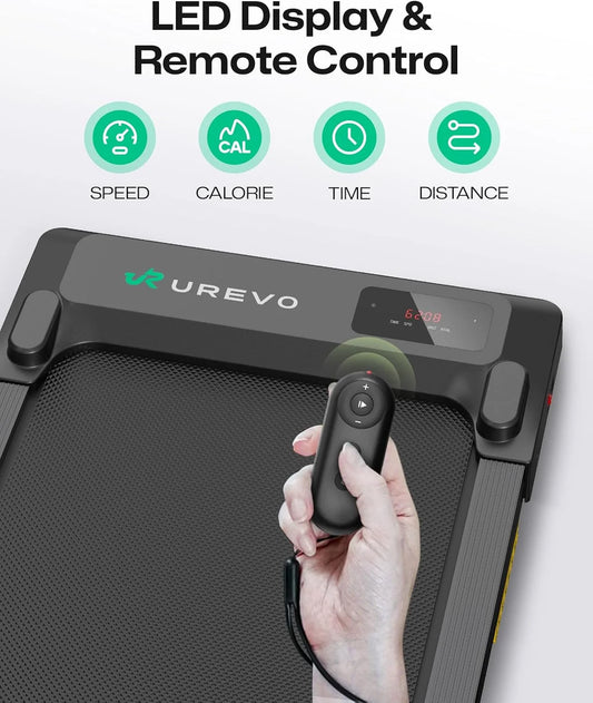 UREVO Spacewalk E1L Smart Walking Pad, Compact Under Desk Treadmill with Double Shock Absorption, Quiet Operation, Workout APP with Track Insights and MIIT Mode, Remote or APP Control for Home Office