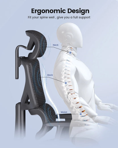 Ergonomic Mesh Home Office Chair, High Back with Lumbar Support-Seat Depth Adjustable Computer Task Chair with Wire Control, 350lb weight capacity