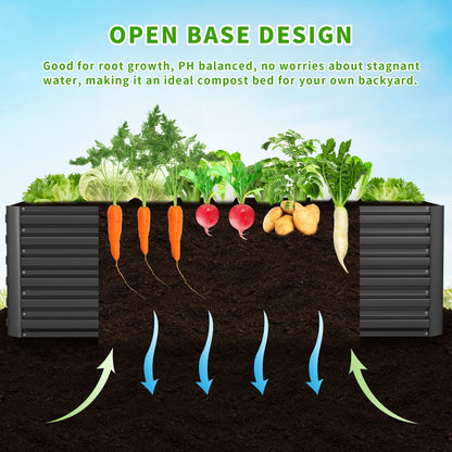 Outdoor Metal Raised Garden Bed,8x4x2ft Planter Box for Vegetables,Flowers,Herbs w/478 Gallon Capacity,Black