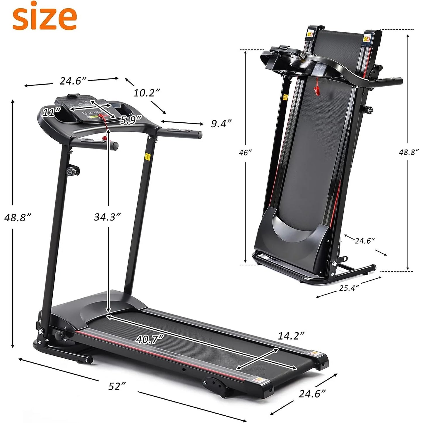 2.5HP Folding Maual incline Treadmill with MP3 Speaker Running Walking Jogging High Weight Capacity Exercise Machine 12 Automatic Programs for Home Office,Black