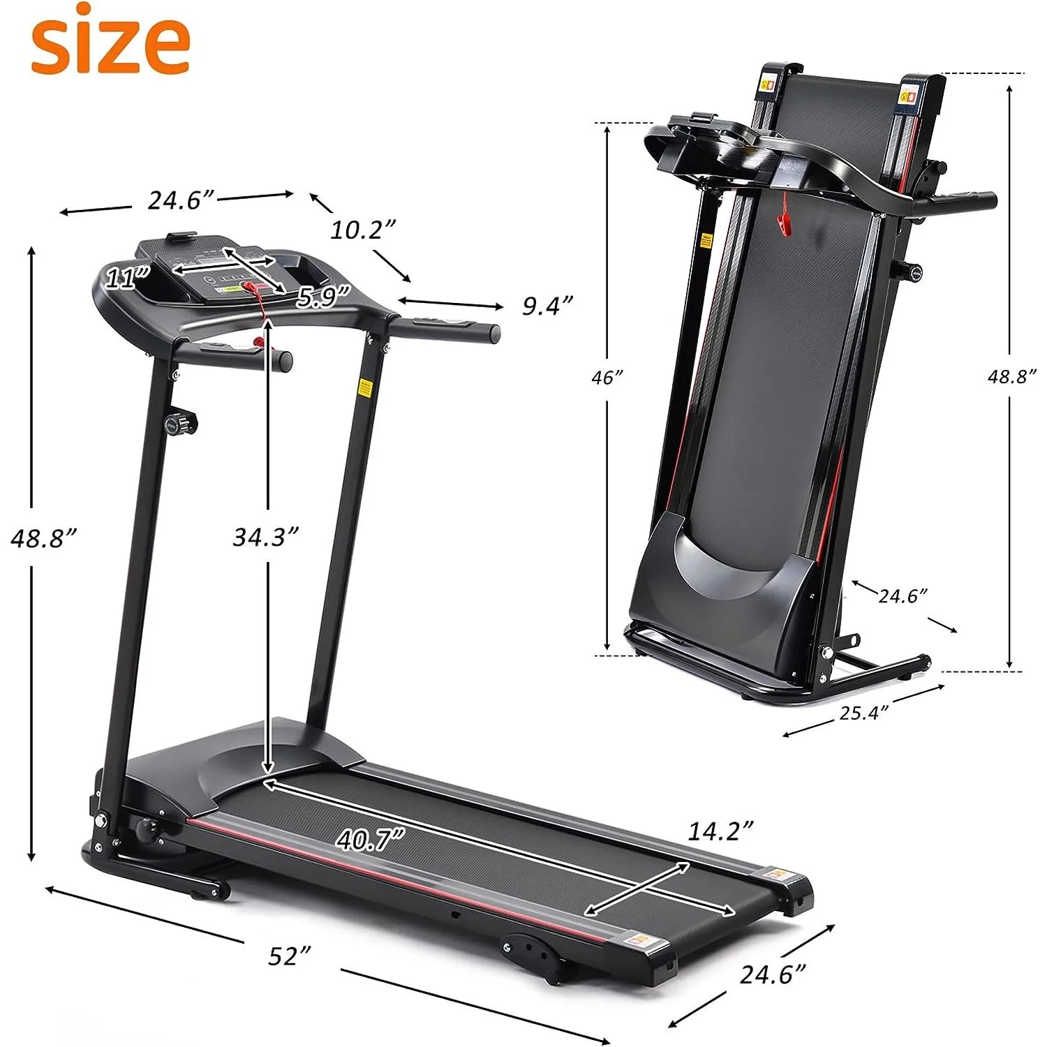 2.5HP Folding Maual incline Treadmill with MP3 Speaker Running Walking Jogging High Weight Capacity Exercise Machine 12 Automatic Programs for Home Office,Black