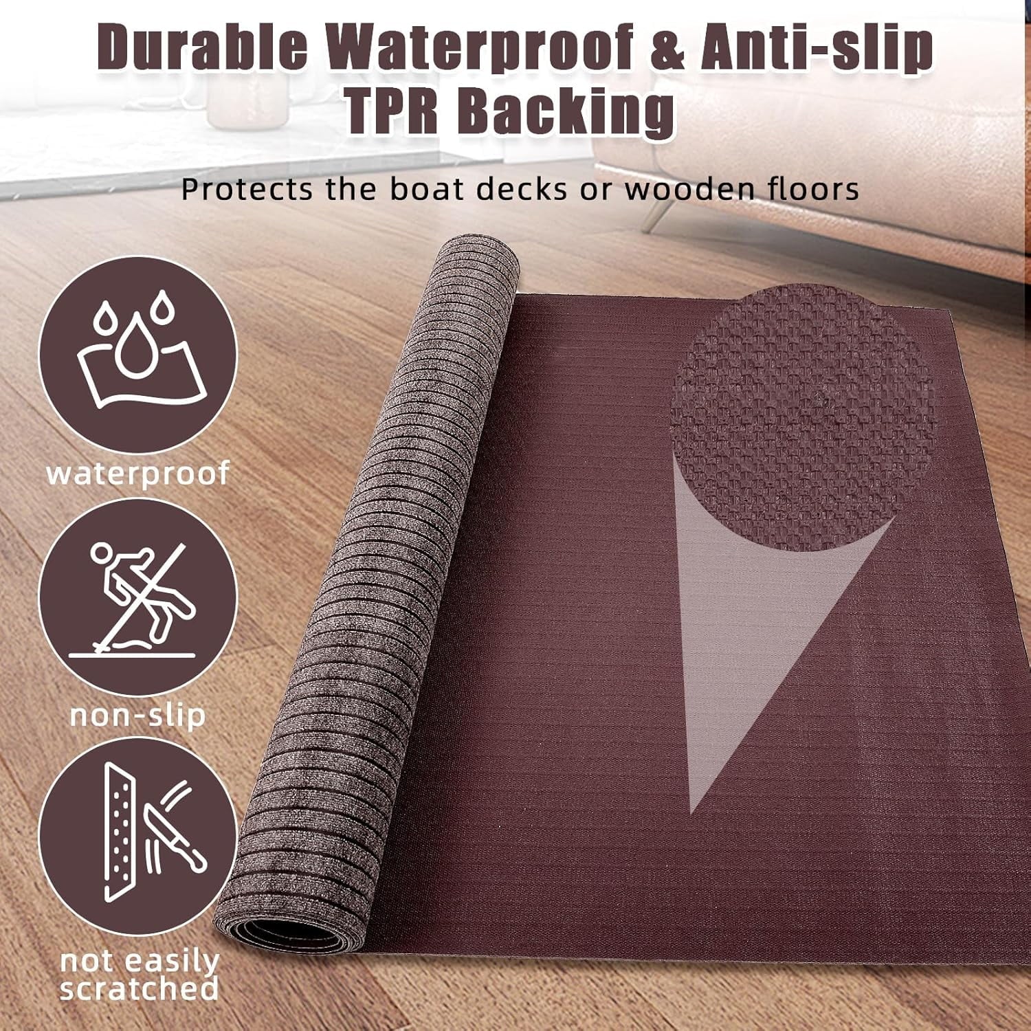 M optimized Marine Carpet, 6FT*23FT Boat Carpet Rugs,for Outdoor Patio Deck, Camping, TPR Non-Slide, Water-Proof, Stripe Brown