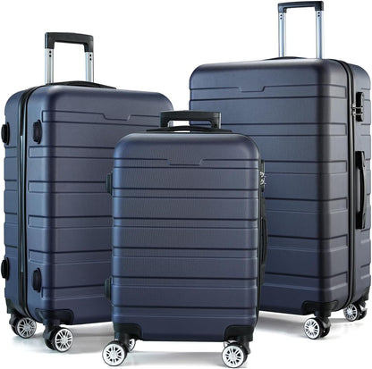 GULIN Hardsided Luggage Set with Spinner Wheels,Lightweight Hardshell Pink Luggage Sets 3 Piece Suitcases with Wheels Durable ABS/PC and TSA Lock for Men Women