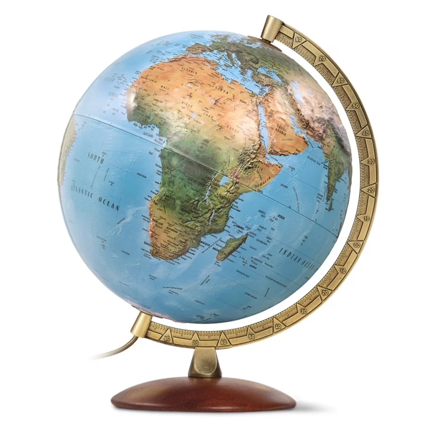 Athens Relief Globe, 12-inch Diameter, Illuminated, Raised Relief