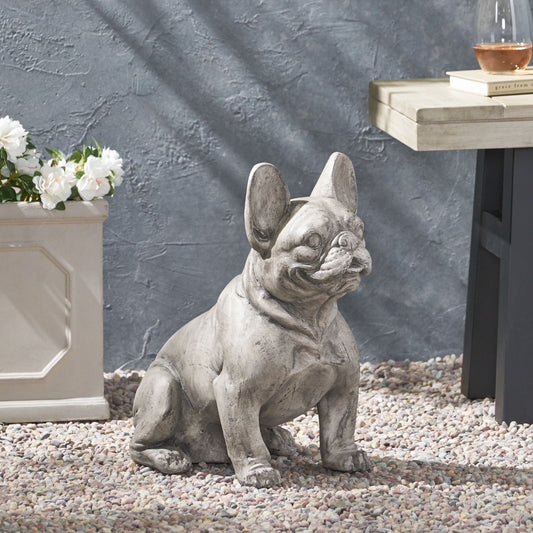 DUOSONG Dog Garden Sculpture Gray Glass Garden & Outdoor Water Fountains