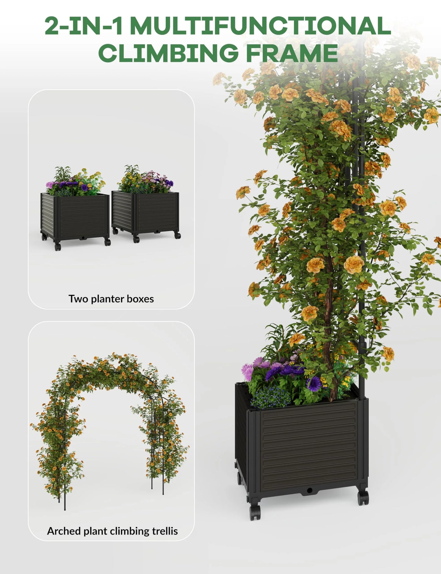 Riedhoff Span 47.2" Steel Garden Arch Trellis for Climbing Plants,Outdoor Garden Arbors and Arches