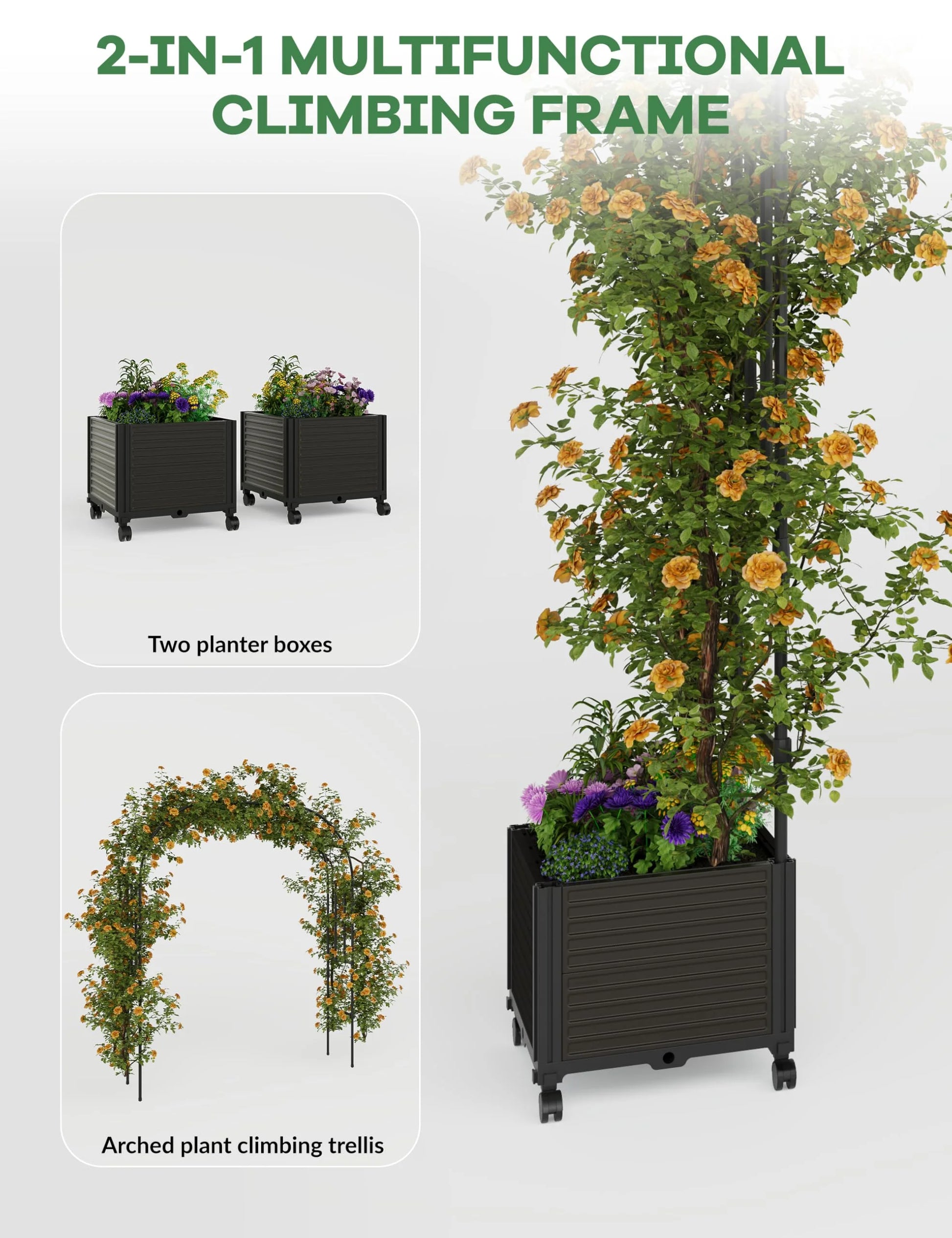Riedhoff Span 47.2" Steel Garden Arch Trellis for Climbing Plants,Outdoor Garden Arbors and Arches