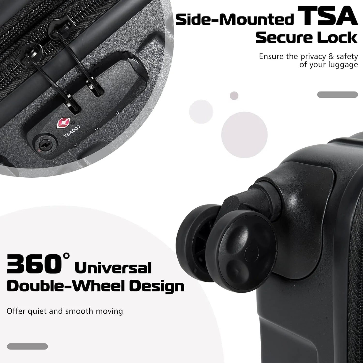 Simpli Magic Hardshell Suitcase Set Lightweight Hardshell Luggage Set with Spinner Wheels, 5 Pc Set