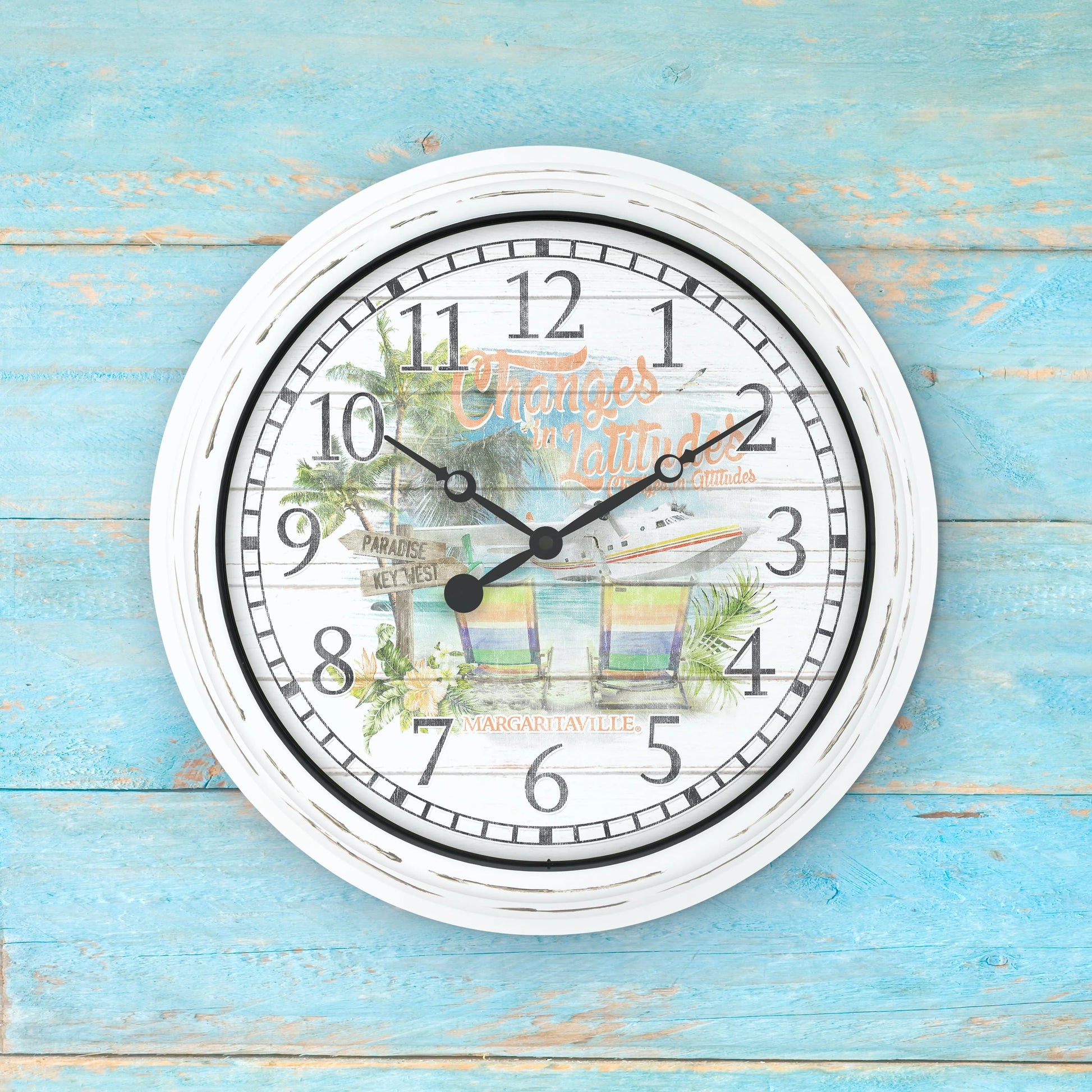 La Crosse Clock 15.75" Margaritaville “Changes in Latitudes” Indoor/Outdoor Quartz Wall Clock, 404-3841MV