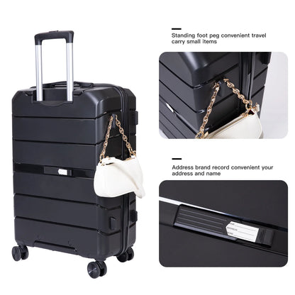Travelhouse 3 Piece Luggage Set Hardshell Lightweight Suitcase with TSA Lock Spinner Wheels 20in24in28in.(Black)
