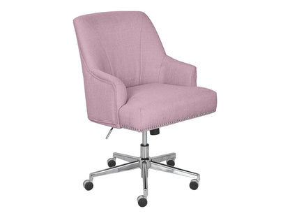 Serta Leighton Home Office Desk Chair Chrome Nailheads Twill Fabric Lilac Purple