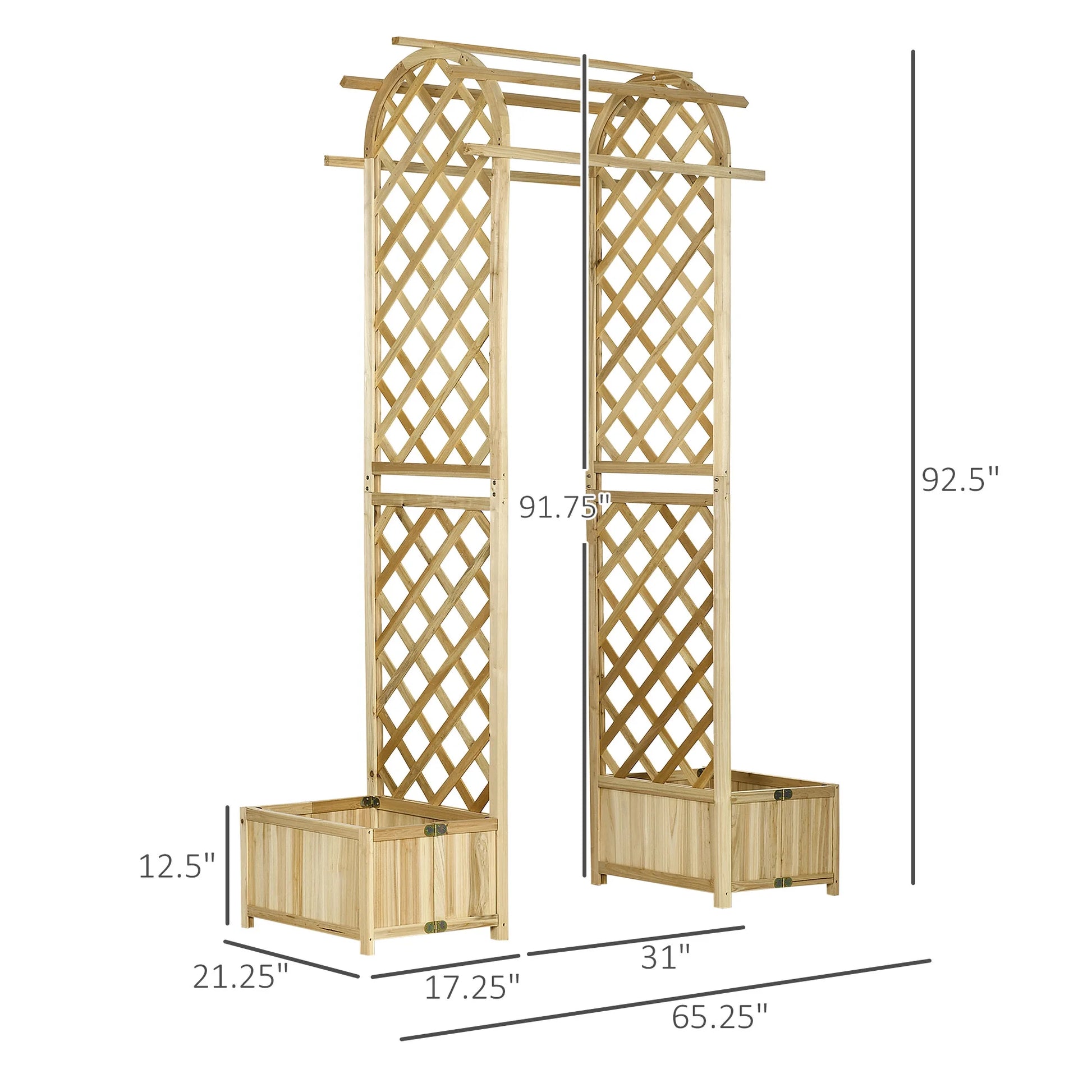 Outsunny 17.25" Wooden Wedding Arch, Garden Arch Arbor for Climbing Plants & Trellis Design for Vines, Ceremony, Party, Backdrop, Natural