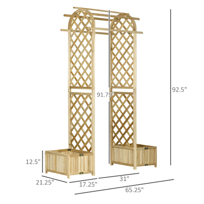 Outsunny 17.25" Wooden Wedding Arch, Garden Arch Arbor for Climbing Plants & Trellis Design for Vines, Ceremony, Party, Backdrop, Natural