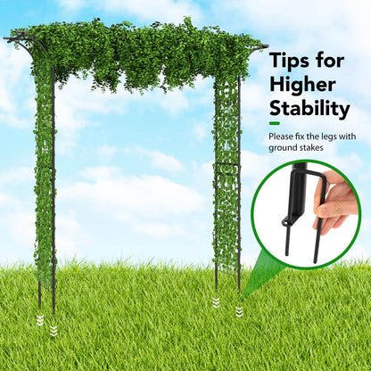 Costway Garden Wedding Rose Arch Pergola Archway Flowers Climbing Plants Trellis Metal
