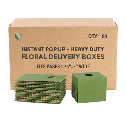 Holiday Designs - Pop-Up Florist Delivery Box, Heavy Duty Corrugated Cardboard Vase Boxes for Secure Floral Arrangements During Transport, 8 x 8 x 5 (Large - Bulk Case of 50)