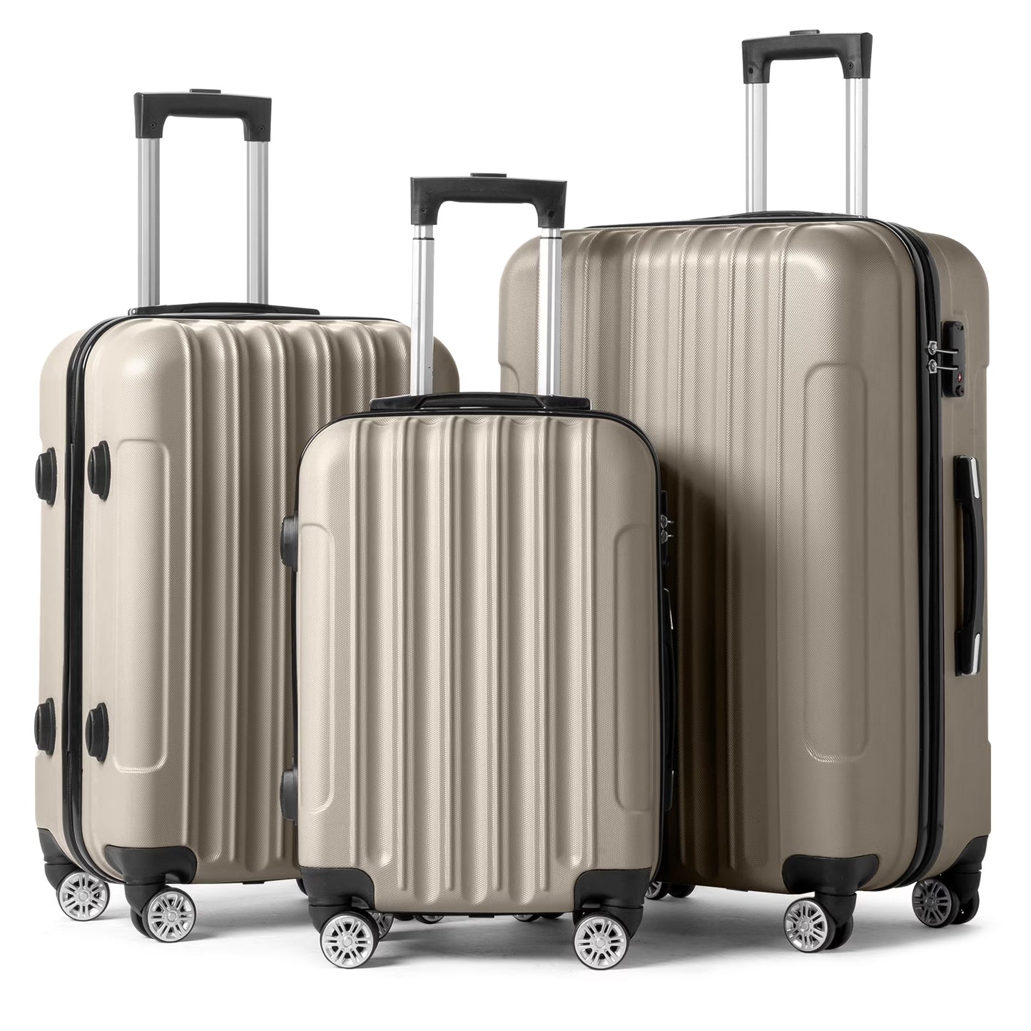 Zimtown 3 Piece Nested Spinner Suitcase Luggage Set With TSA Lock Dark Gray