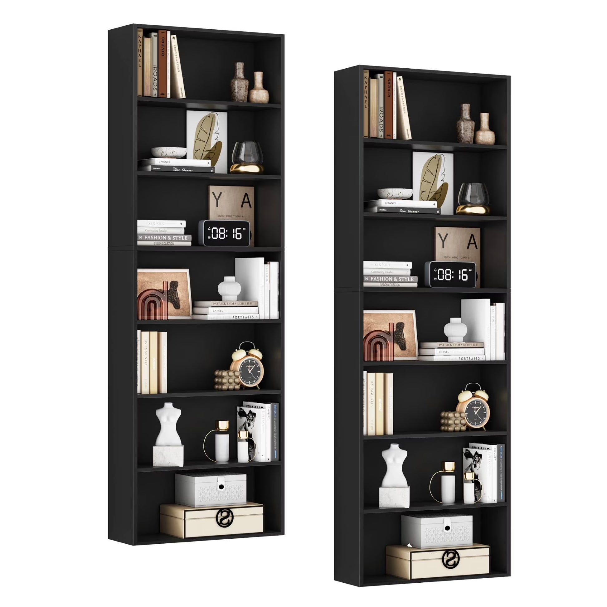 Homfa 82" Tall Bookcases, Freestanding Display Storage Shelves, 7-Tier Open Bookshelf for Home Office Living Room Bedroom, White