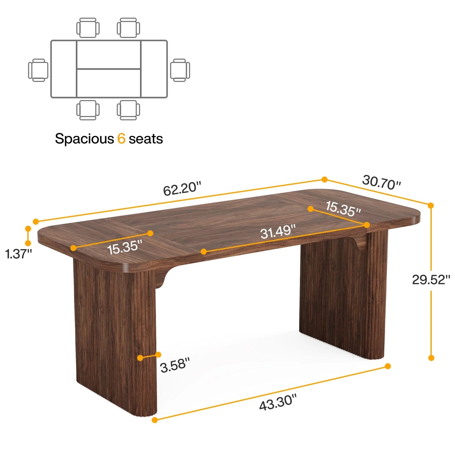 Tribesigns 63'' Computer Desk, Simple Rectangular Writing Table for Home Office Study Room Bedroom