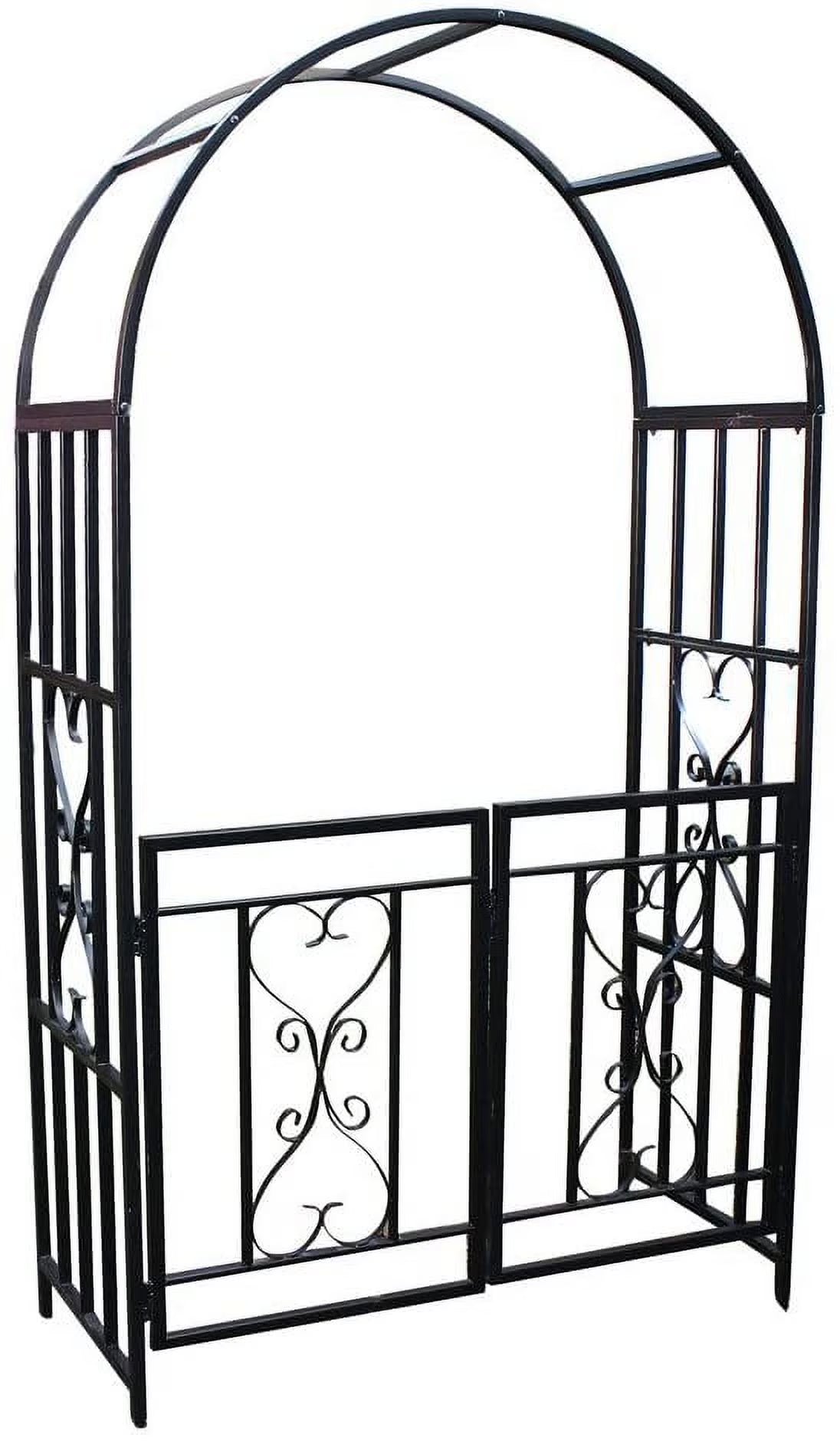 1.Go Garden 6'7" Black Steel Garden Arch with Gate, Supports Climbing Plants