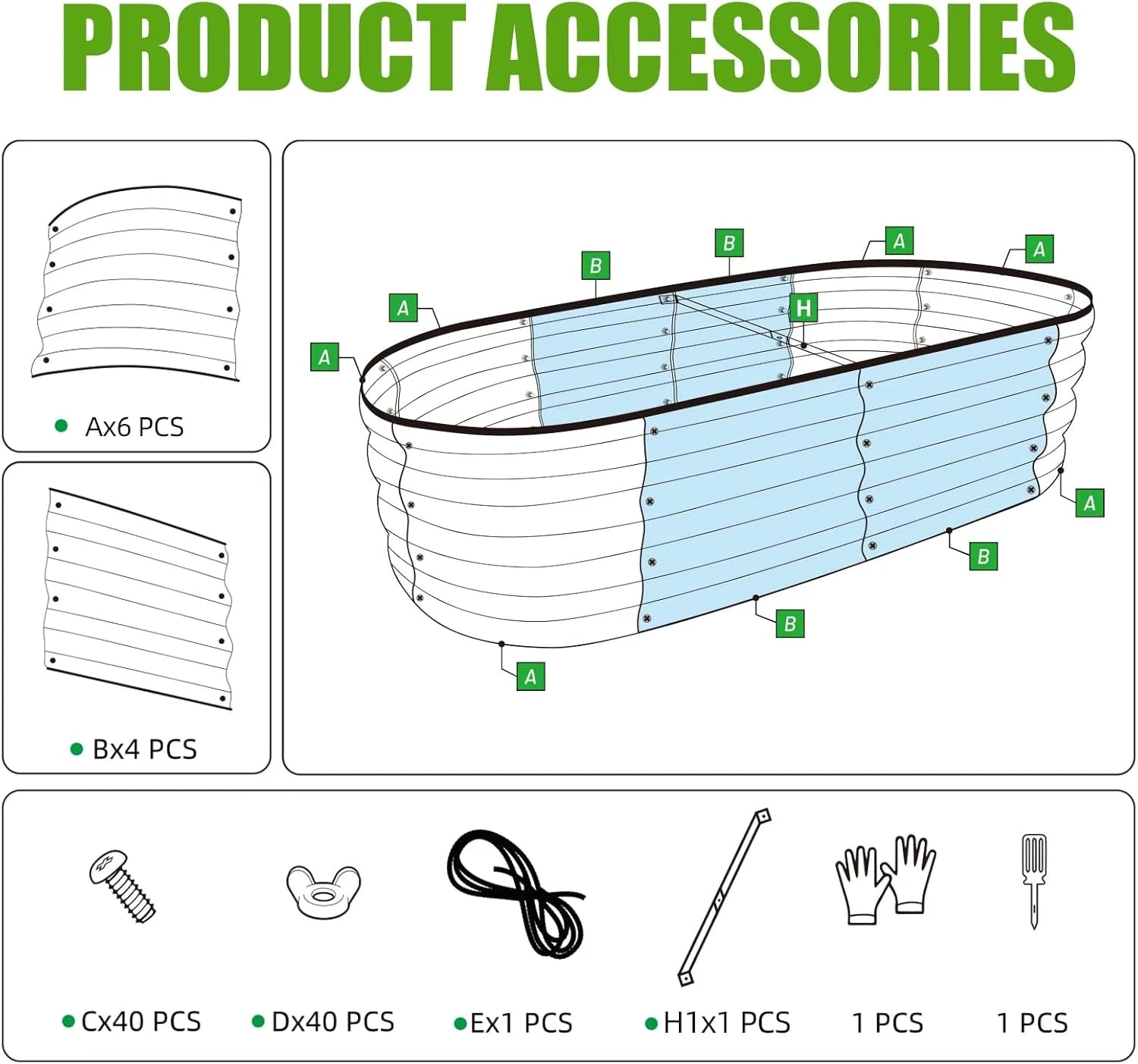 Galvanized Raised Garden Bed Outdoor, 2 Pcs 4x2x1ft Oval Metal Planter Box for Planting Plants Vegetables, White