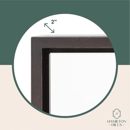 Hamilton Hills Clean Large Modern Wenge 32" Wood Round Frame Wall Mirror | 1