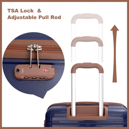 5-Piece Polyester Luggage Set with TSA Lock, Expandable Carry-On Suitcase and 360° Spinner Wheels in Blue, Complete Travel System for Versatile Packing