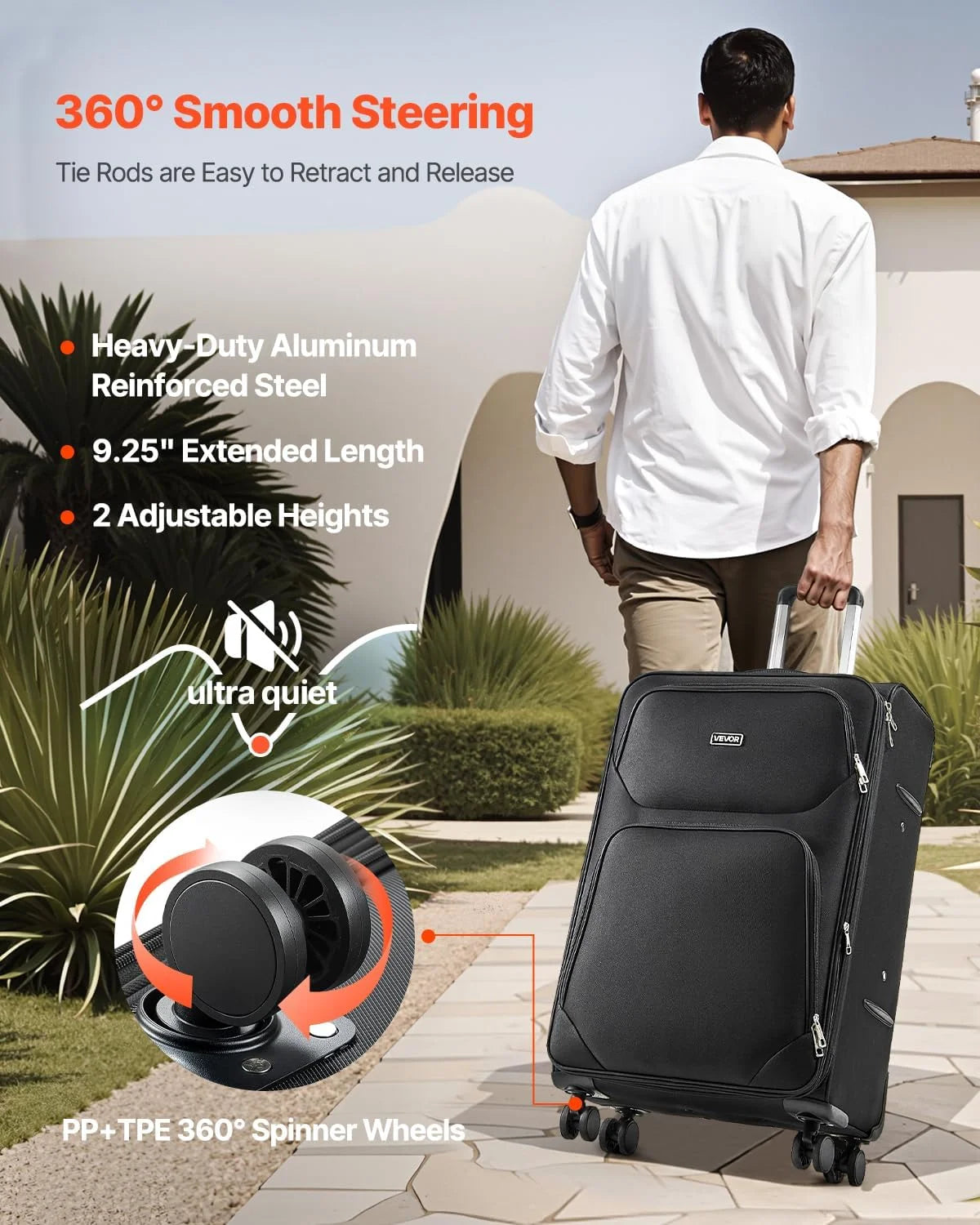 Softside Expandable Luggage with Spinner Wheels, 28-Inch Softside Checked Large Luggage, Lightweight Checked Suitcase with Expandable Zippered Pocket and TSA Lock, Black