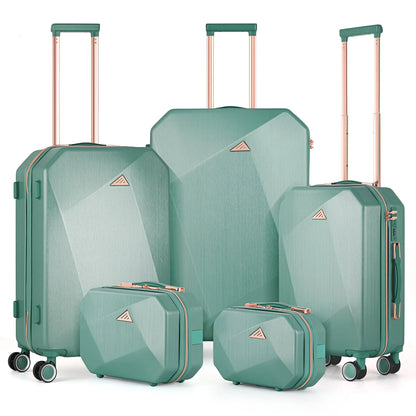 5PCS Travel Luggage Set with Makeup Case, Mint Green