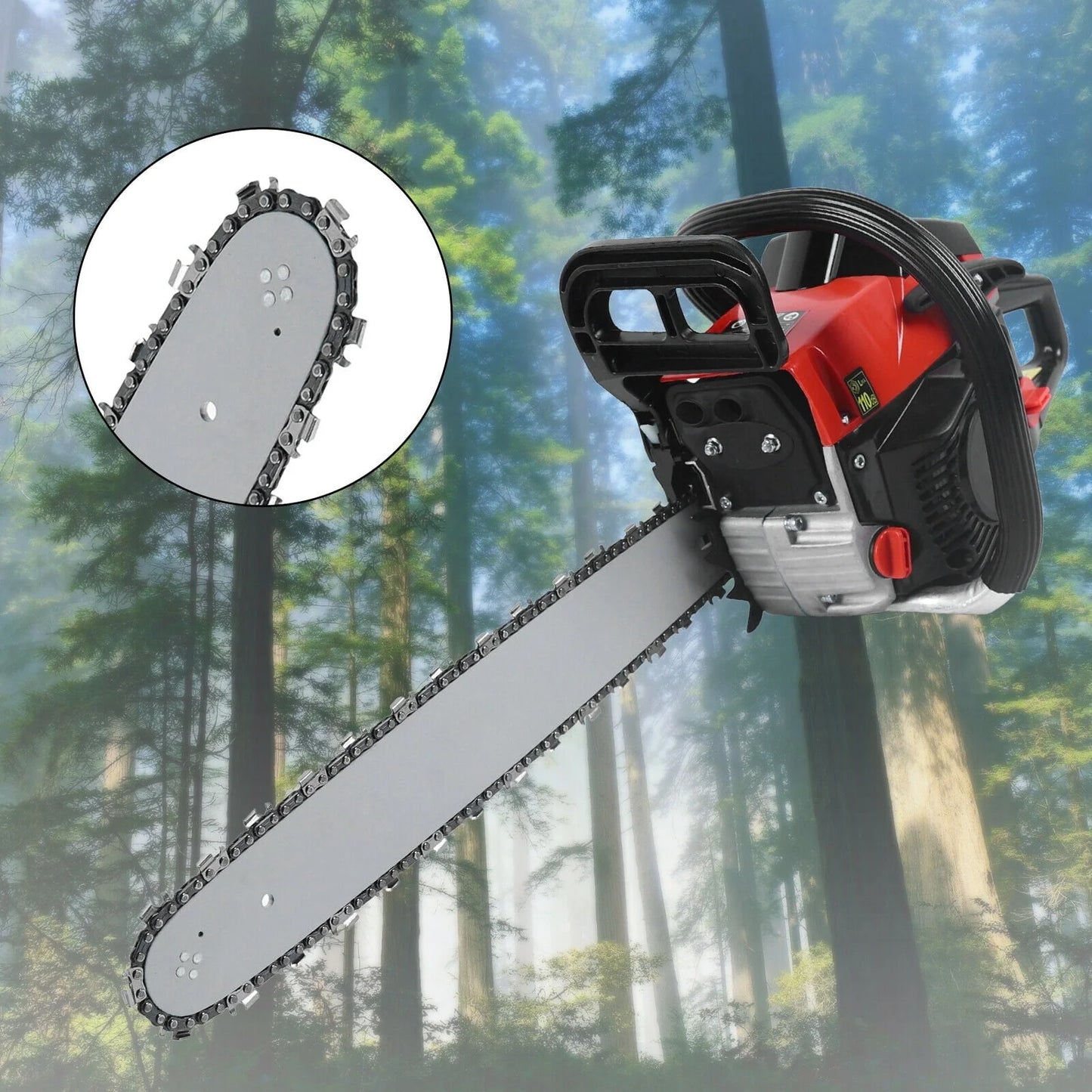 18" Chainsaw 68CC Gas Powered Handheld Chain Saw 2-Stroke 3.6HP for Garden Trees Wood Cutting Cordless