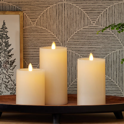 Luminara Flameless Pillar Candles with Remote, Set of 3
