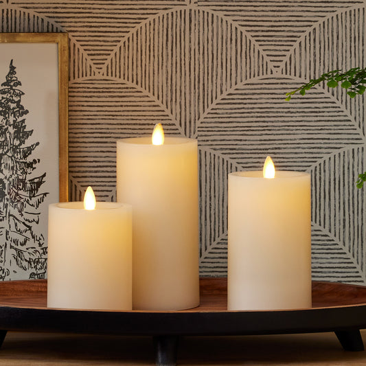 Luminara Flameless Pillar Candles with Remote, Set of 3