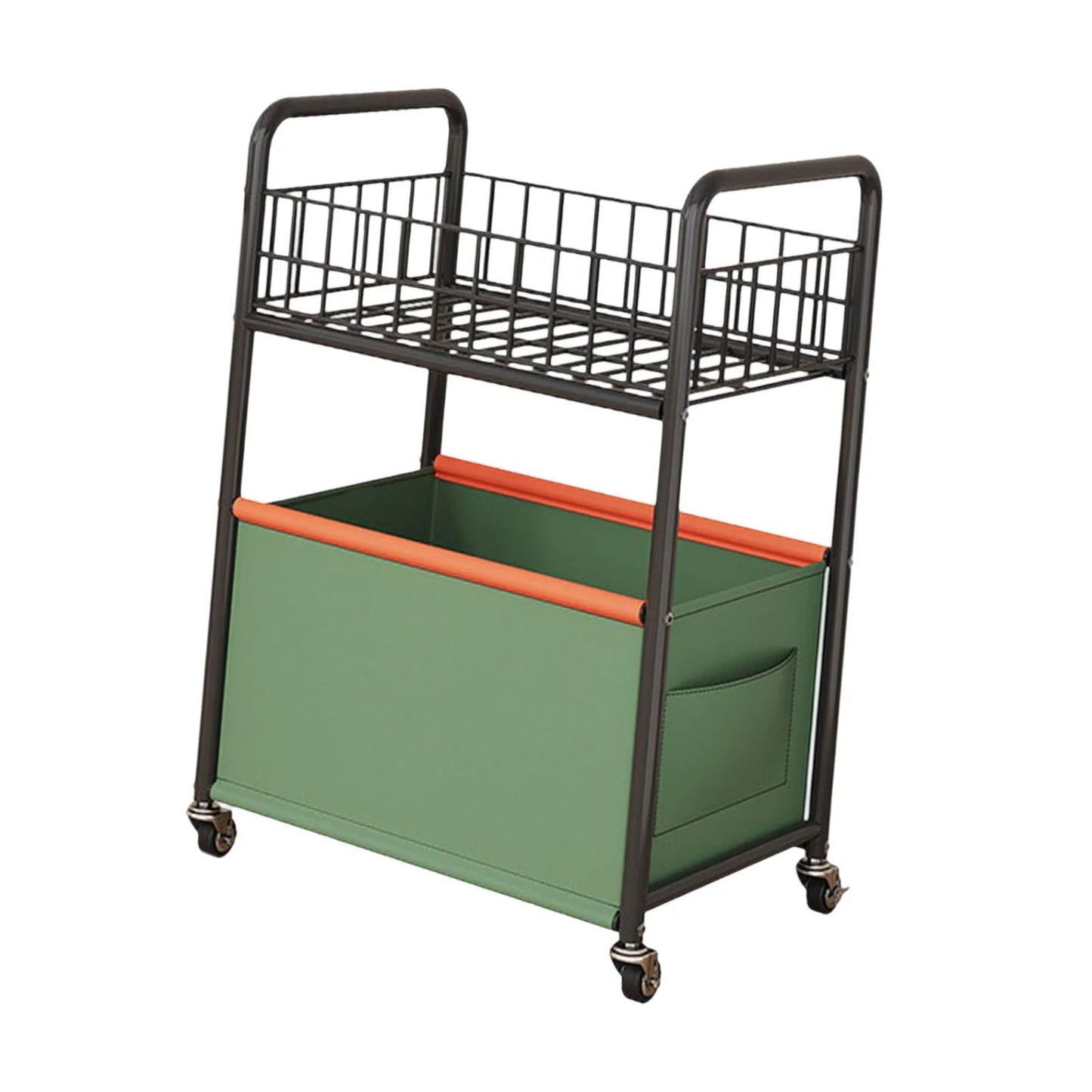 Cuticate 2-tier Rolling Utility Cart Movable Rolling Cart for Nursery Playroom Office Large