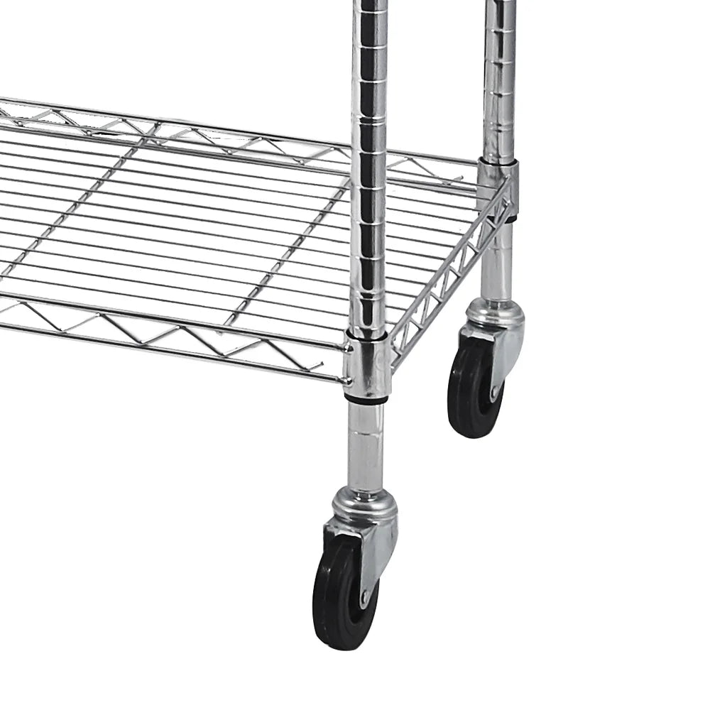 Tcbosik 5-Tier Heavy Duty Metal Storage Rack, NSF Certified Rolling Wire Shelving Unit with Adjustable Shelves for Home Office, Silver