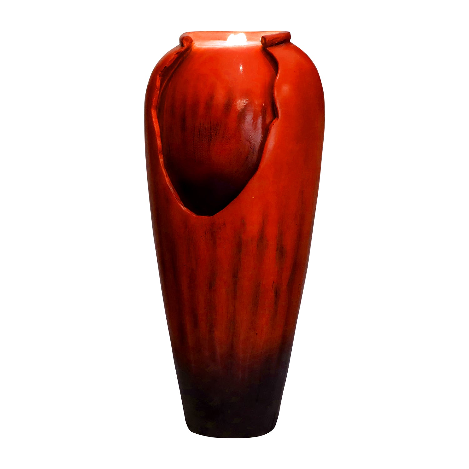 30.7in High Floor Contemporary Vase Water Fountain with LED Lights for Home and Garden Decor