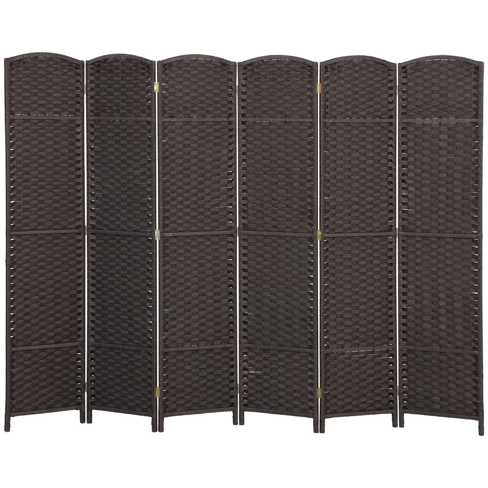 HOMCOM 6 Panel Room Divider Freestanding Folding Privacy Screen Brown
