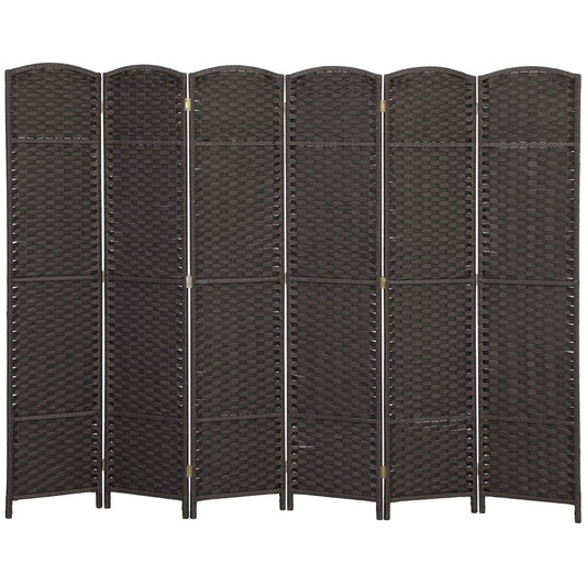 HOMCOM 6 Panel Room Divider Freestanding Folding Privacy Screen Brown