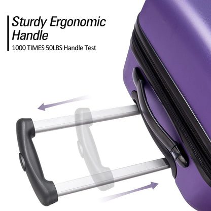 3 Piece Luggage Set Hardside Spinner Hardshell Suitcase with TSA Lock 4-Wheel Upright Luggage for 360 Degree Movement (20/24/28), Purple