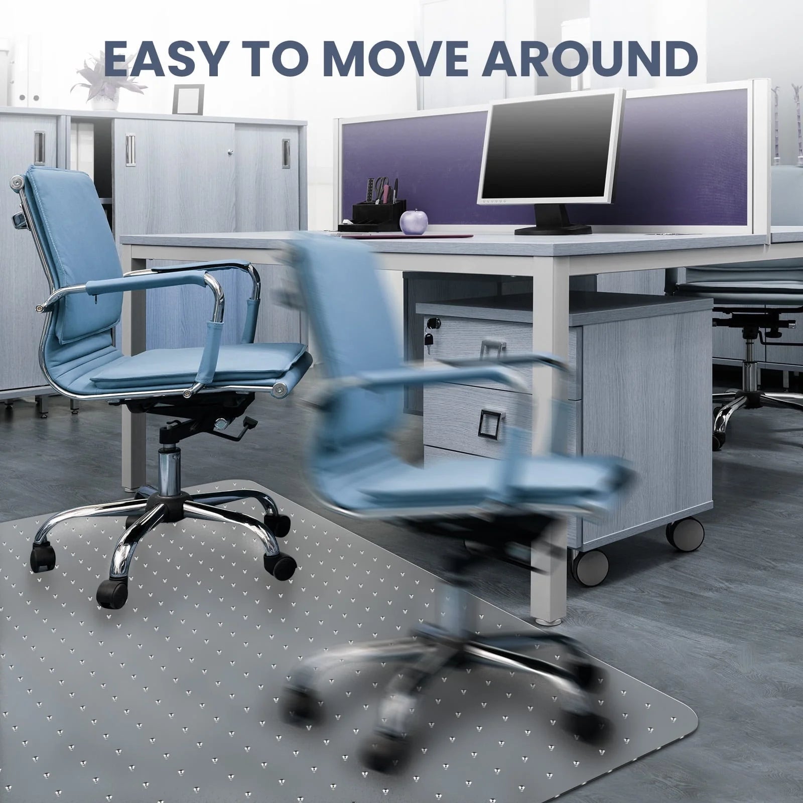 HOMWOO Office Chair Mat for Carpet Floor, Computer Desk Chair Mat for Low/Medium Pile Carpet, 36" x 48" Heavy Duty Polycarbonate Clear Floor Mat with Lip, for Home Office